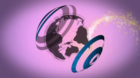 Digital World Animation with Light Particles and Circular Elements