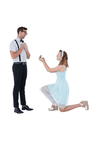 caucasian woman proposing with engagement ring on transparent background - Download Free Stock Videos Pikwizard.com