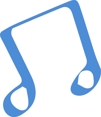 Stylized blue eighth note with transparent background