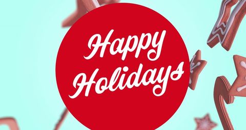 Festive Gingerbread Cookies Around Happy Holidays Text