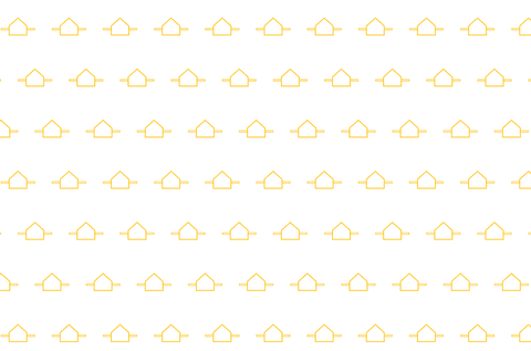 Transparent vector pattern of yellow houses in seamless row arrangement