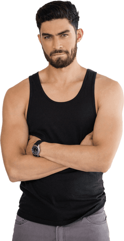 Confident handsome man posing transparent background