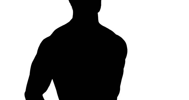 Silhouette of Man Flexing Muscles on White Background - Download Free Stock Images Pikwizard.com