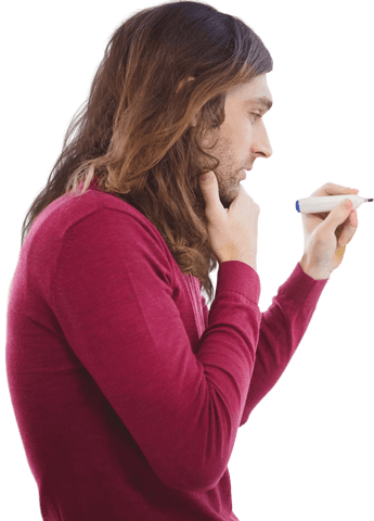 thoughtful man with transparent background writing note - Download Free Stock Videos Pikwizard.com
