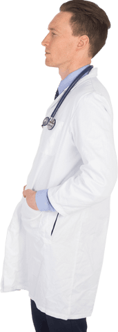 transparent profile view of male doctor in white lab coat - Download Free Stock Videos Pikwizard.com