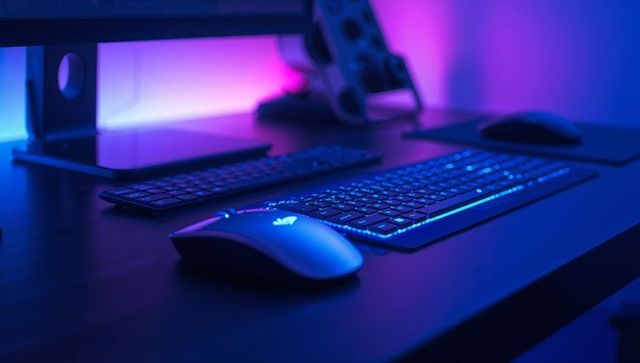 Futuristic gaming setup with rgb lighting
