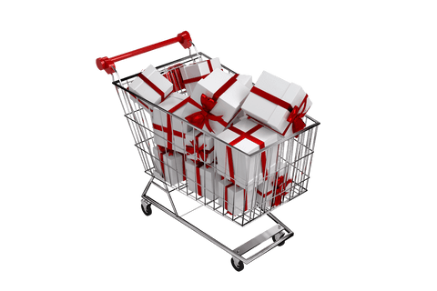 shopping cart full of gift boxes with ribbons on transparent background - Download Free Stock Videos Pikwizard.com