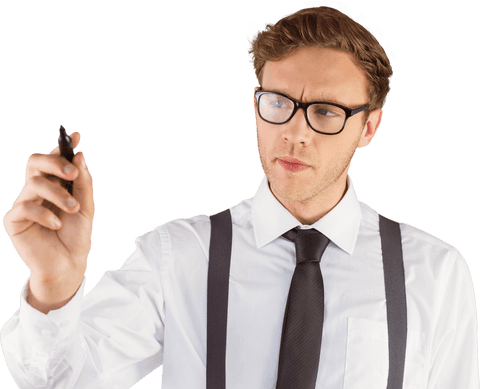 transparent businessman writing with focus and clarity - Download Free Stock Videos Pikwizard.com