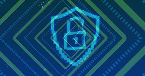 digital security concept with padlock icon on geometric background - Download Free Stock Images Pikwizard.com