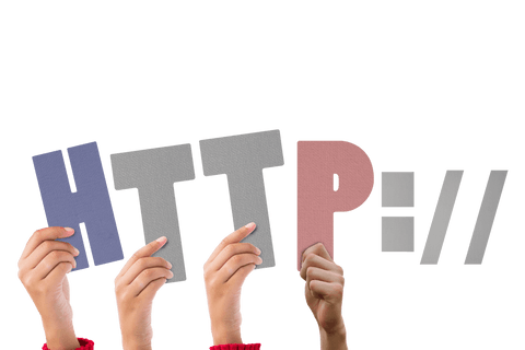 Hands holding https sign on transparent background