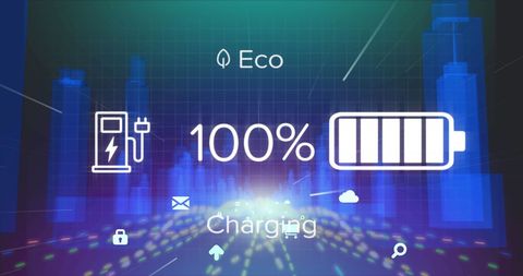 Smart Electric Car Charging Interface with Digital Icons - Download Free Stock Images Pikwizard.com