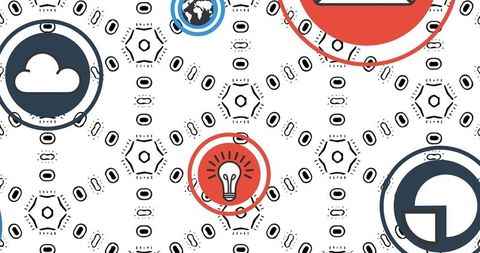 Global Connections and Digital Networking Concepts with Technology Icons