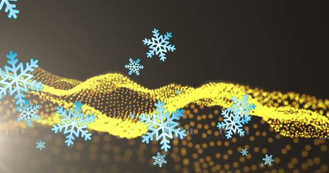 Golden Abstract Wave with Snowflakes on Black Background - Download Free Stock Images Pikwizard.com