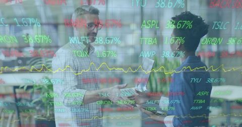 Business Team Collaborating with Financial Data