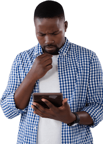 Focused Man Using Digital Tablet on Transparent Background - Download Free Stock Videos Pikwizard.com