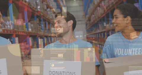 Volunteer Team Collaborating with Donation Boxes and Financial Data - Download Free Stock Images Pikwizard.com