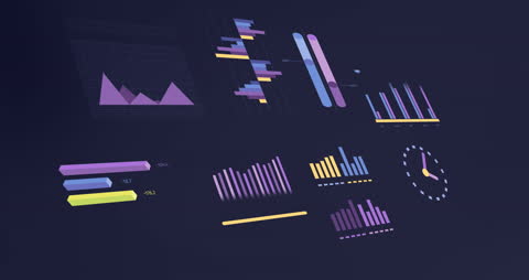 Animated Financial Data Visualization on Dark Background