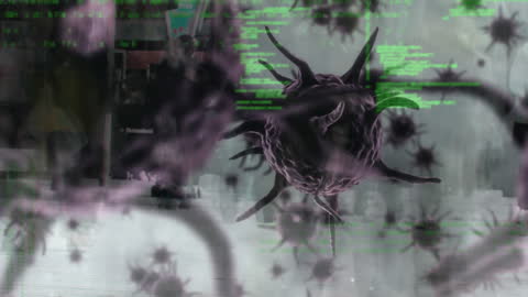 Coronavirus Animation with Digital Data Overlay