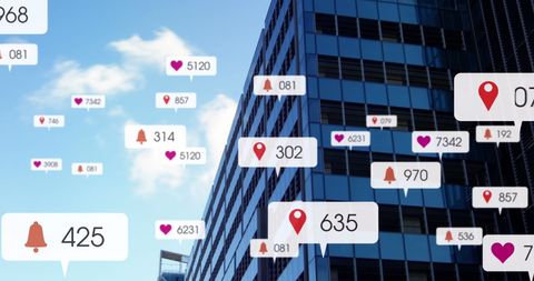 Social Media Engagement Over Urban Skyline