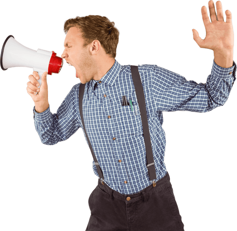 transparent geeky hipster shouting with megaphone - Download Free Stock Videos Pikwizard.com