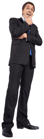 Smiling Caucasian Businessman on Transparent Background Gesturing Cheerfully