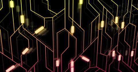 Abstract Data Processing Circuit on Black Background - Download Free Stock Images Pikwizard.com