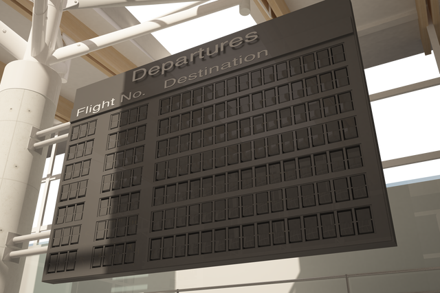 Transparent Interior of Modern Airport with Departure Board - Download Free Stock Videos Pikwizard.com