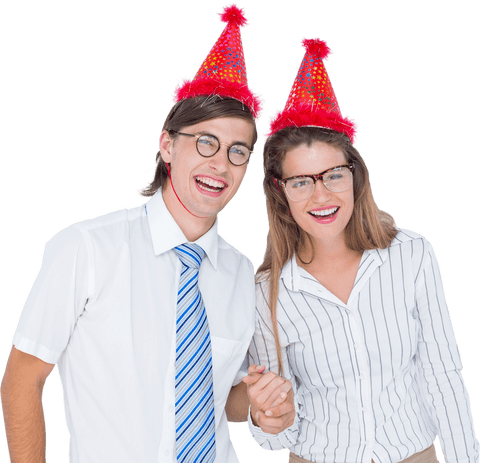transparent background of hipster couple celebrating with party hats - Download Free Stock Videos Pikwizard.com