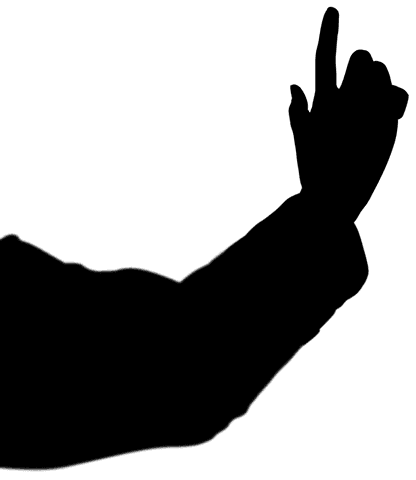 Transparent digital illustration of outstretched hand for greeting