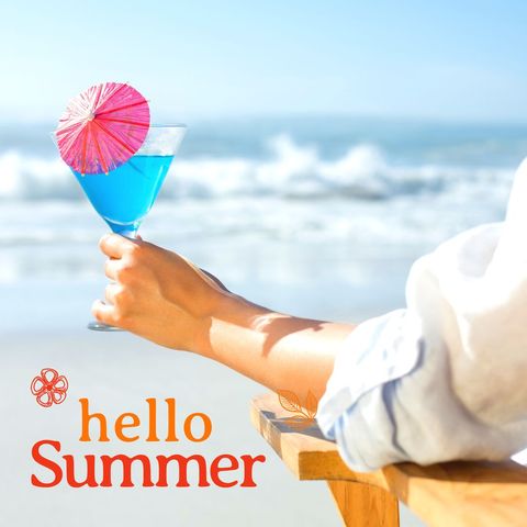summer relaxation with refreshing blue cocktail by beach - Download Free Stock Templates Pikwizard.com