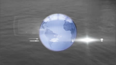 Digital Globe Overlay on Water Reflecting Global Connectivity