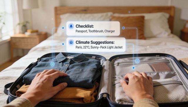 Smart travel packing with ar checklist and climate suggestions for carryon outfit planning