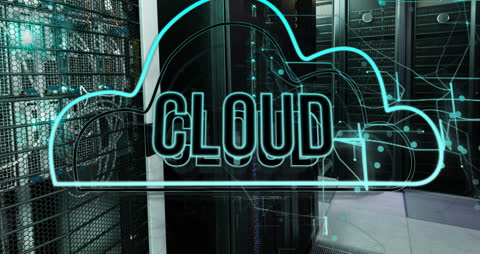 Futuristic Data Center with Cloud Technology Concept