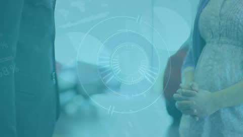 Business Meeting Goodbye with Holographic Interface