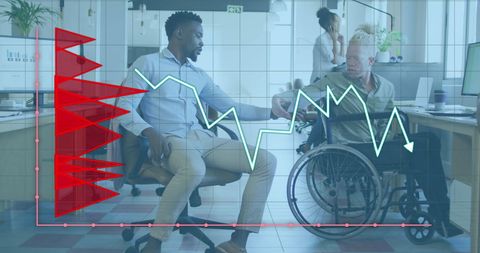 Diverse office team analyzing data trends