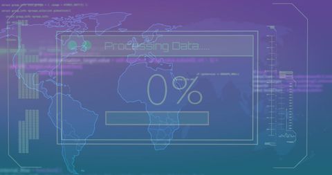 Global Data Processing on Digital Interface with World Map - Download Free Stock Images Pikwizard.com