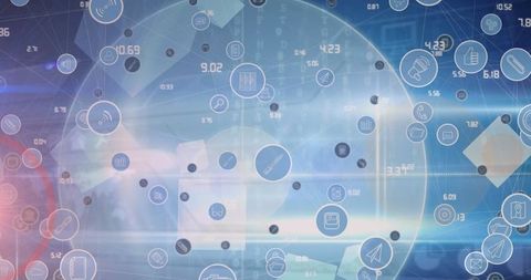 Digital Interface with Data and Technology Icons Overlay - Download Free Stock Images Pikwizard.com