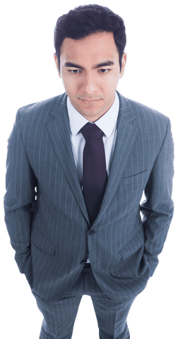 Transparent Background of Worried Biracial Businessman