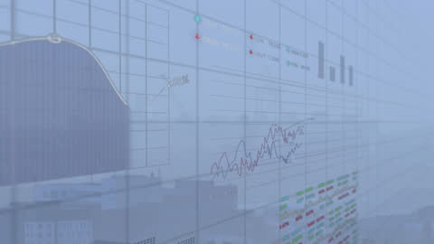 Futuristic Data Analytics Overlaying Cityscape