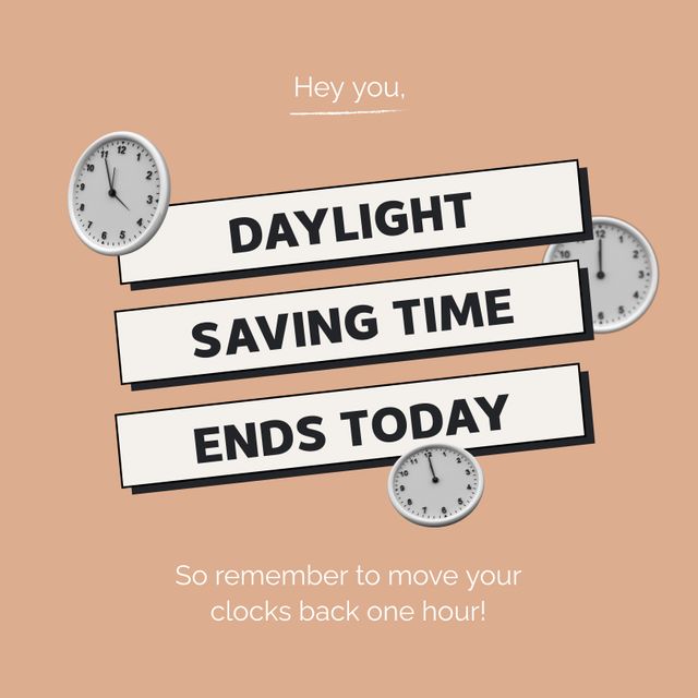 Daylight Saving Time Reminder with Clocks on Minimalist Background - Download Free Stock Templates Pikwizard.com