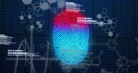 Futuristic Tech: Digital Fingerprint with Abstract Data Overlay - Download Free Stock Images Pikwizard.com