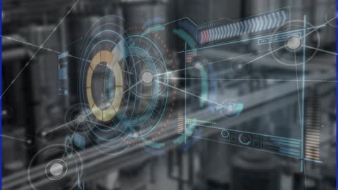 Futuristic Digital Interface with Industrial Background