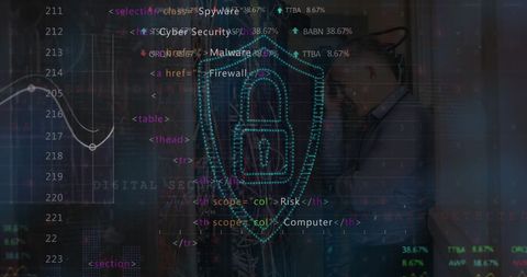 Cyber Security Overlay with IT Engineer and Digital Code Locks - Download Free Stock Images Pikwizard.com