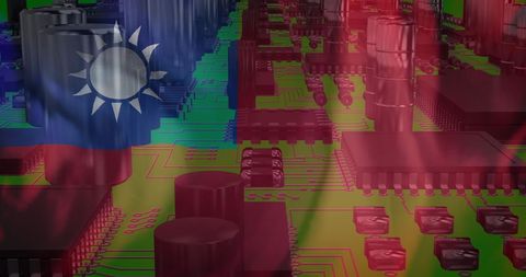 Circuit Board and Digital Pathways Merged with Taiwan Flag - Download Free Stock Images Pikwizard.com