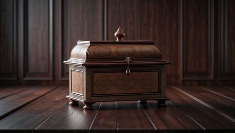 Intricately Designed Antique Wooden Chest with Elegant Finial for Luxury Interiors
