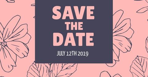 save the date floral announcement in pink and gray theme - Download Free Stock Templates Pikwizard.com