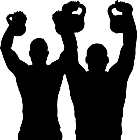 Silhouette png of sportsmen lifting weights on transparent background