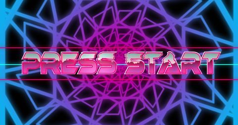 Trendy 'Press Start' with Neon Geometric Patterns