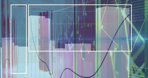 Futuristic Digital Data Visualization with Transparent Graphs and Nodes