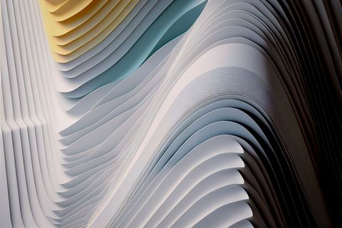 Abstract layered paper waves design in multitude of colors
